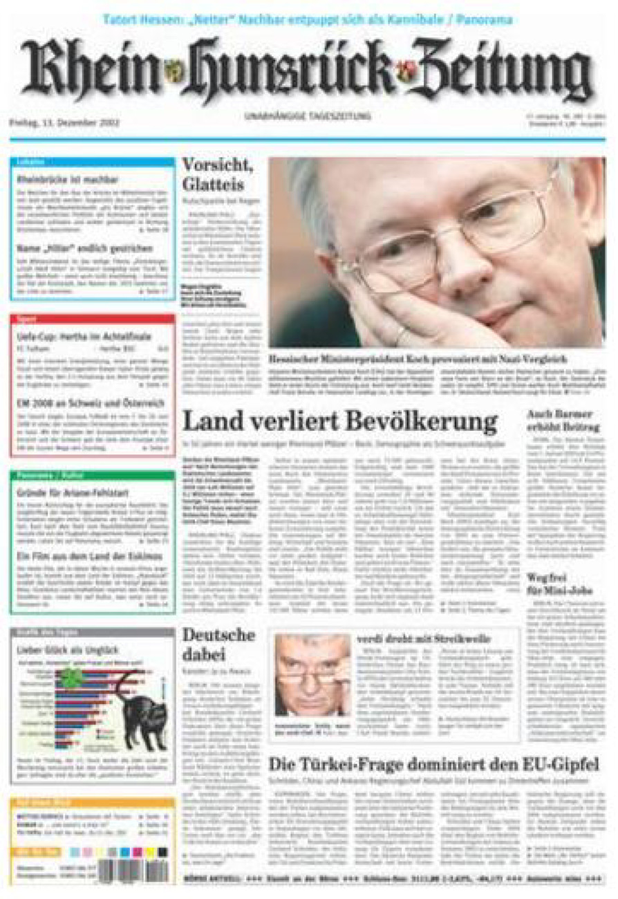 Rhein-Hunsrück-Zeitung vom Freitag, 13.12.2002