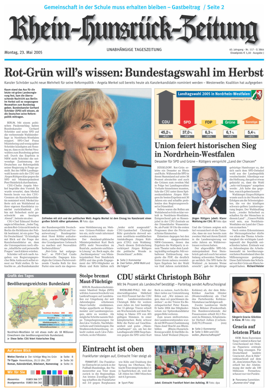 Rhein-Hunsrück-Zeitung vom Montag, 23.05.2005