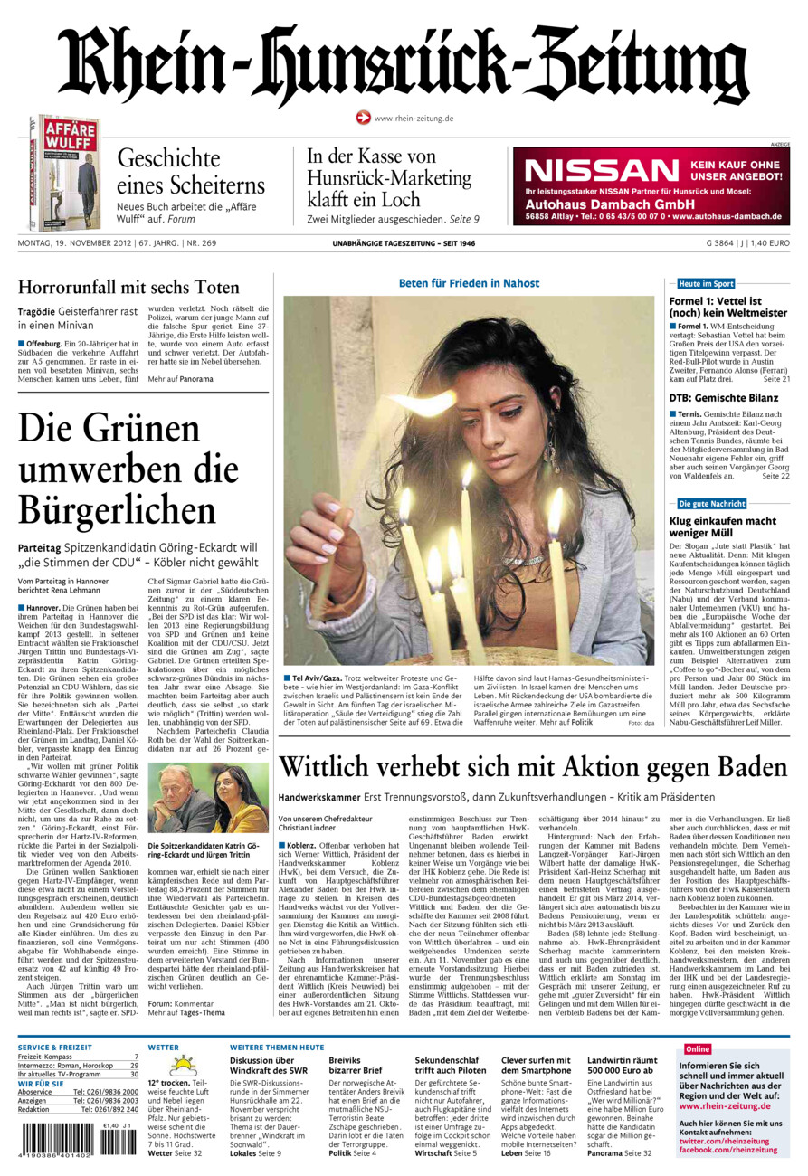 Rhein-Hunsrück-Zeitung vom Montag, 19.11.2012
