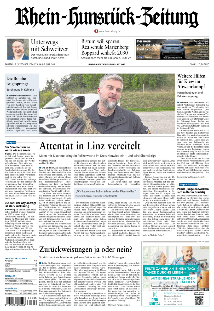 Rhein-Hunsrück-Zeitung vom Samstag, 07.09.2024