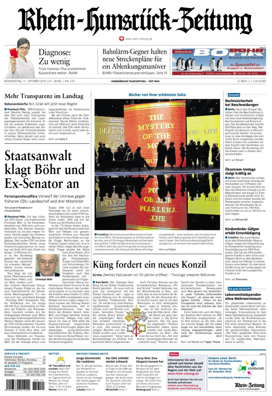 Rhein-Hunsrück-Zeitung vom Donnerstag, 11.10.2012