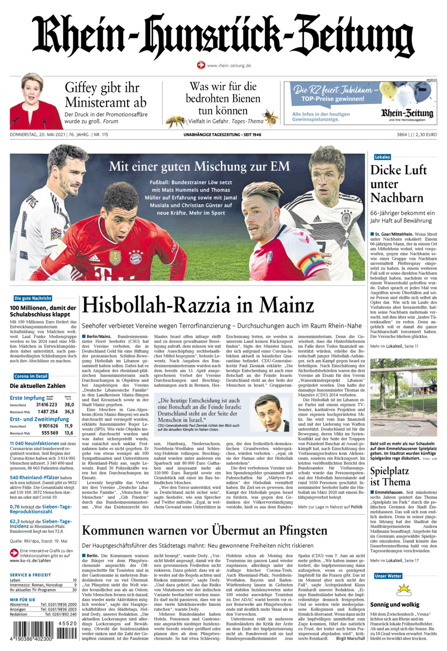 Rhein-Hunsrück-Zeitung vom Donnerstag, 20.05.2021