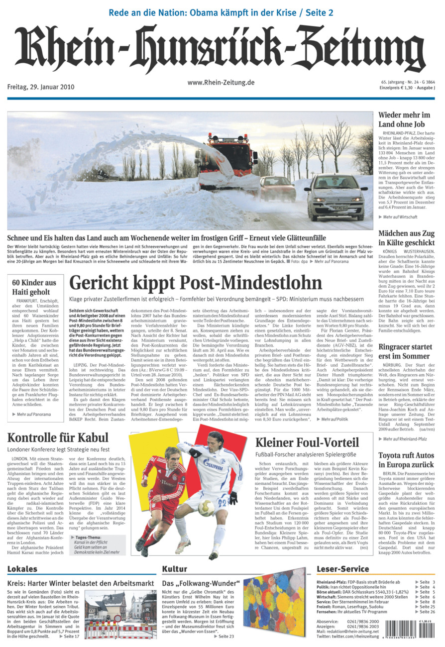 Rhein-Hunsrück-Zeitung vom Freitag, 29.01.2010