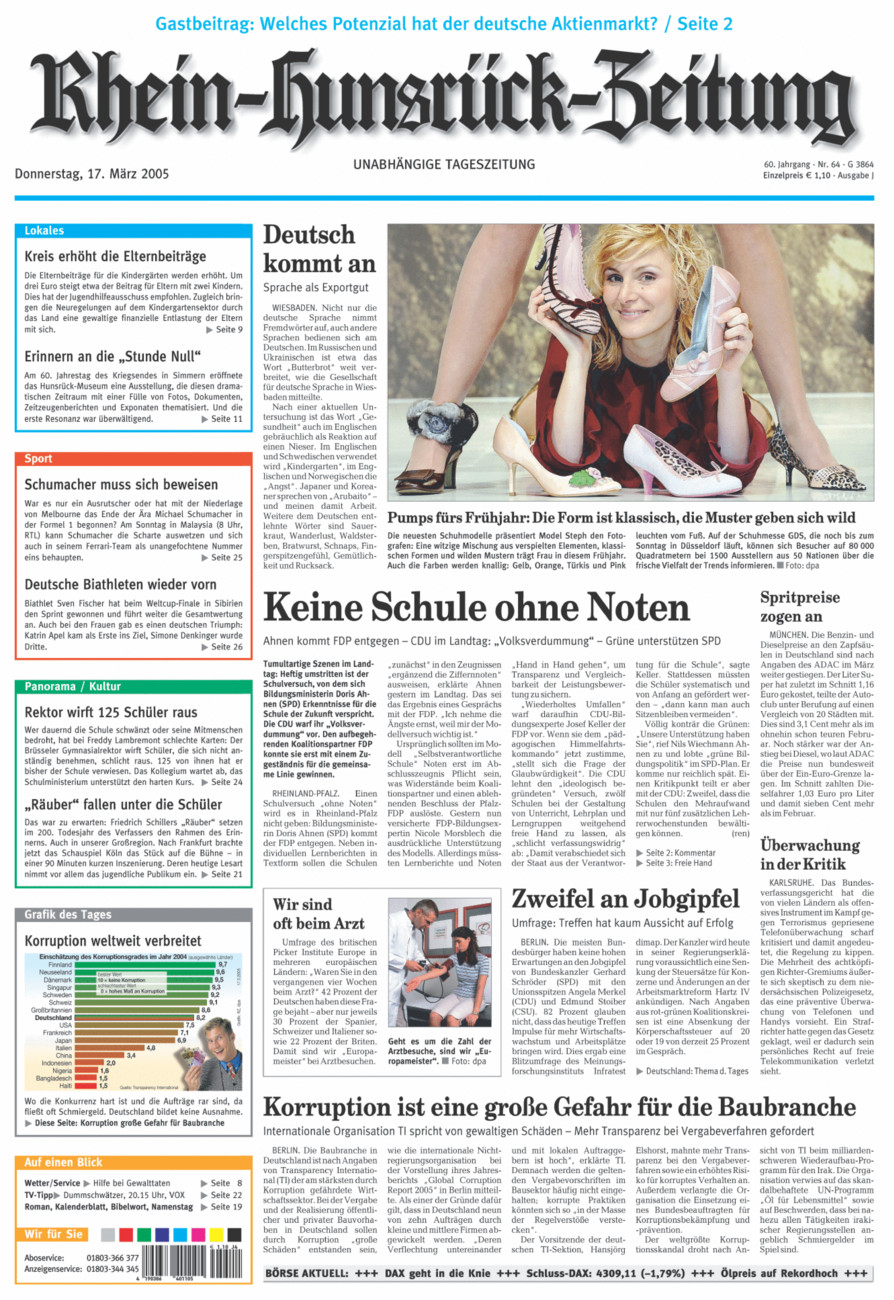 Rhein-Hunsrück-Zeitung vom Donnerstag, 17.03.2005