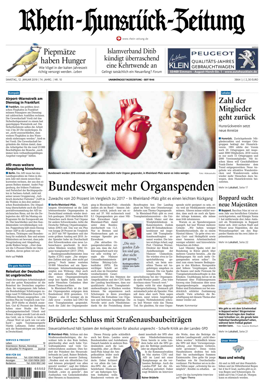Rhein-Hunsrück-Zeitung vom Samstag, 12.01.2019