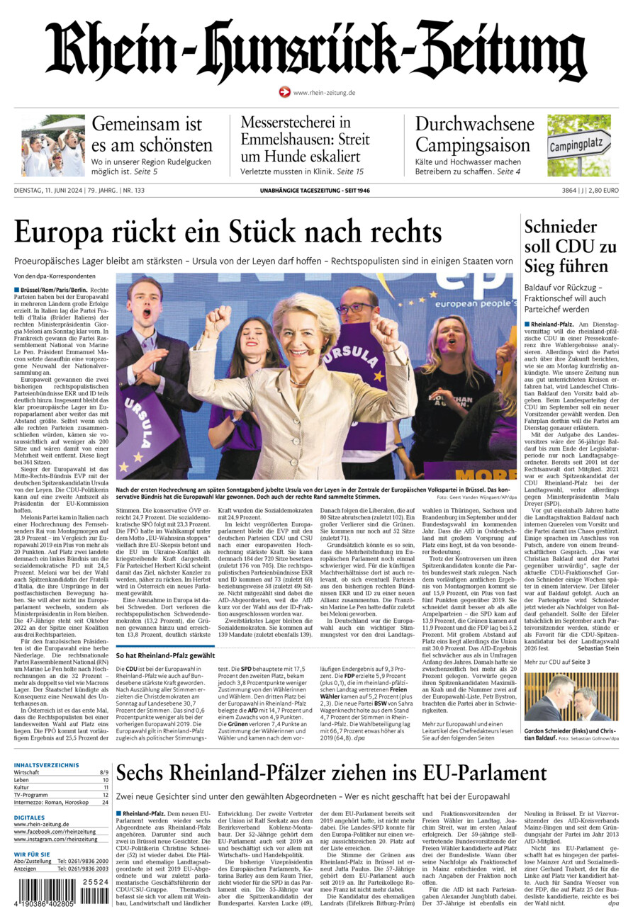 Rhein-Hunsrück-Zeitung vom Dienstag, 11.06.2024