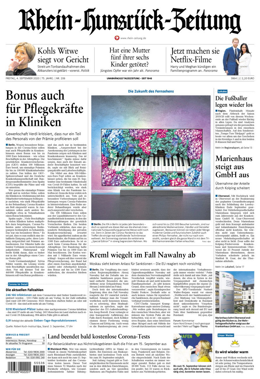 Rhein-Hunsrück-Zeitung vom Freitag, 04.09.2020