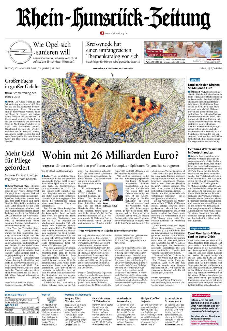 Rhein-Hunsrück-Zeitung vom Freitag, 10.11.2017
