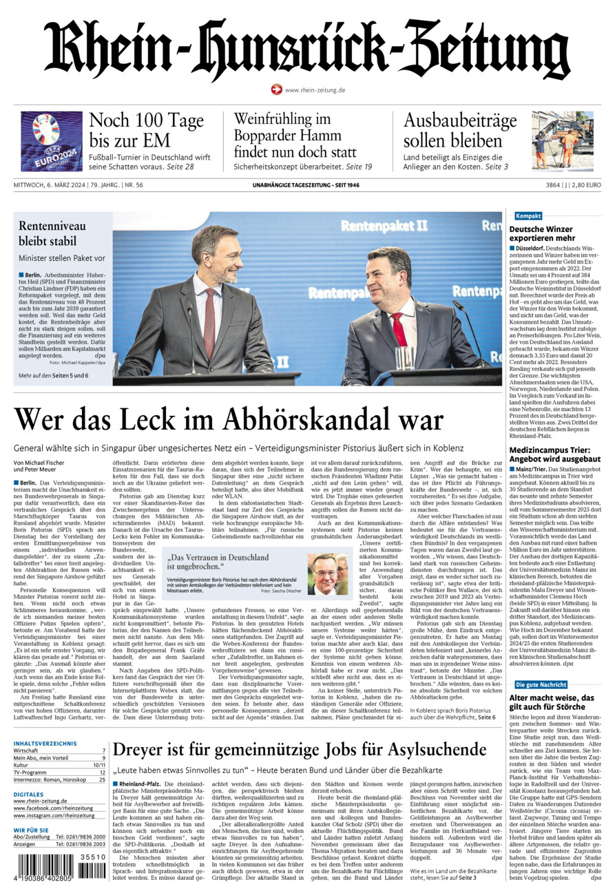 Rhein-Hunsrück-Zeitung vom Mittwoch, 06.03.2024