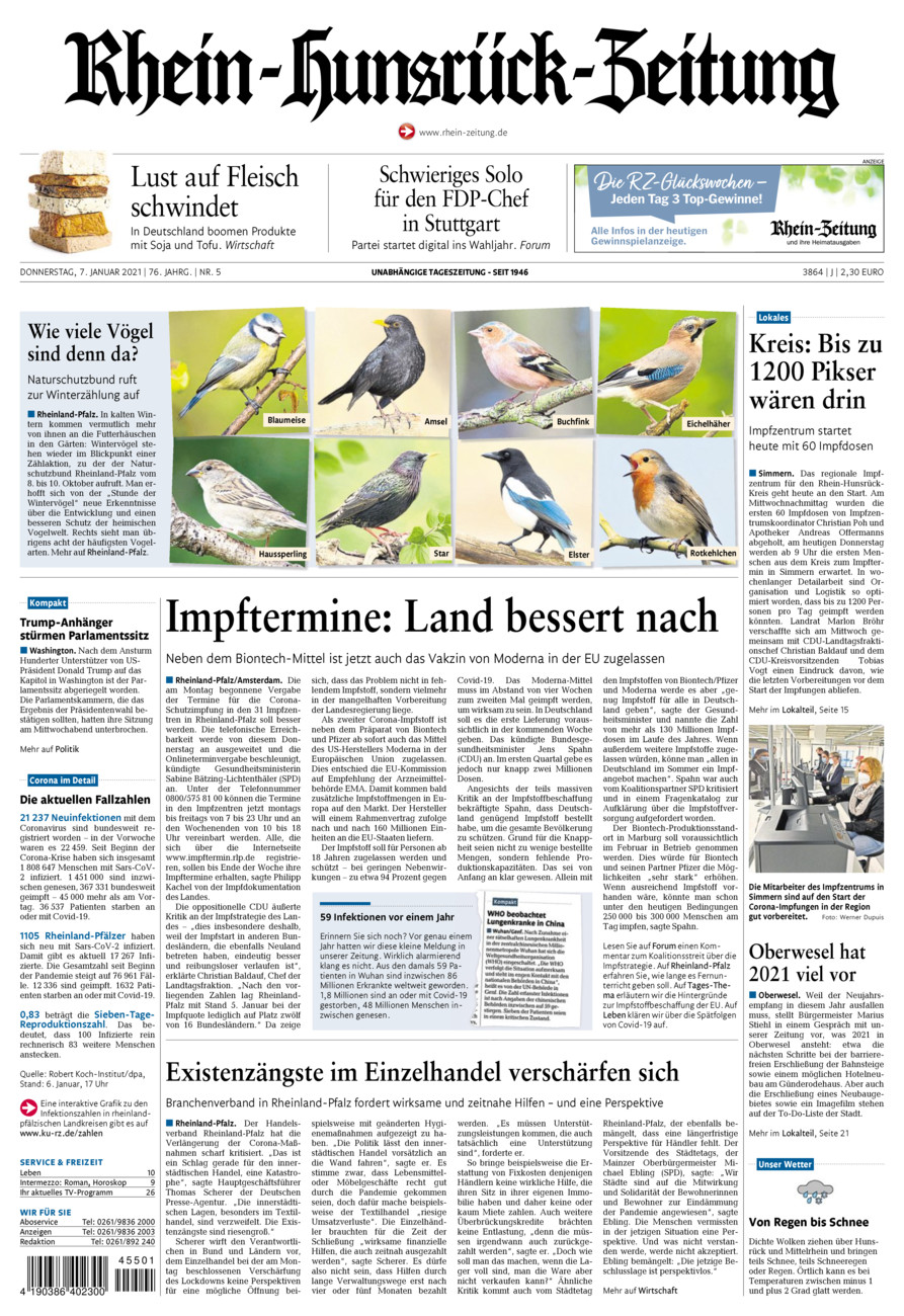 Rhein-Hunsrück-Zeitung vom Donnerstag, 07.01.2021