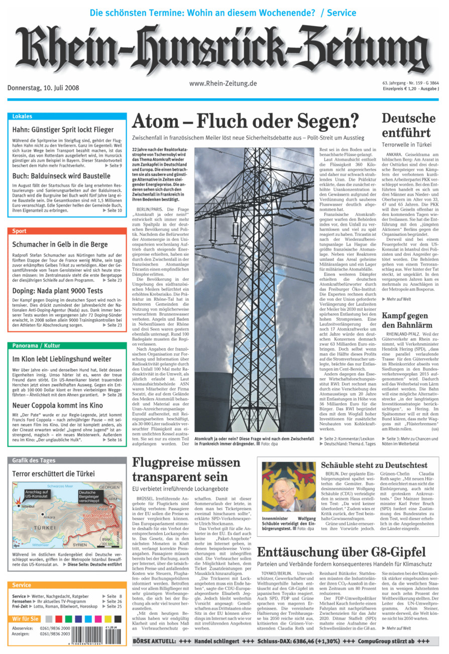 Rhein-Hunsrück-Zeitung vom Donnerstag, 10.07.2008