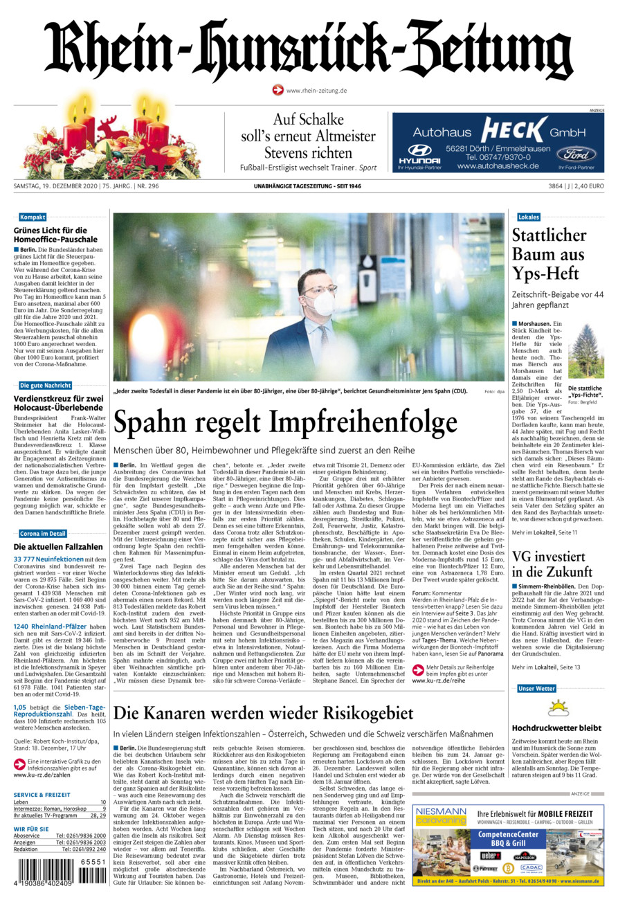 Rhein-Hunsrück-Zeitung vom Samstag, 19.12.2020