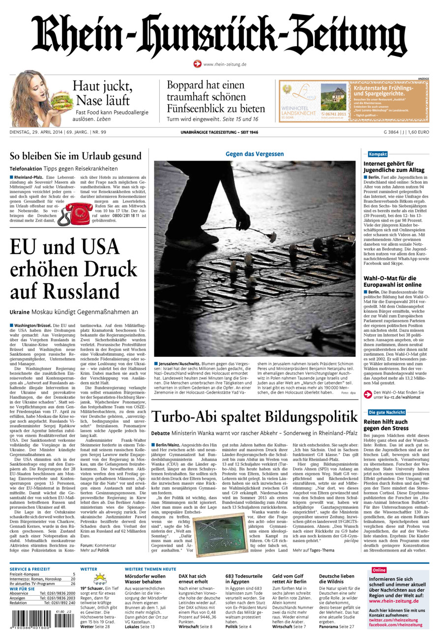 Rhein-Hunsrück-Zeitung vom Dienstag, 29.04.2014