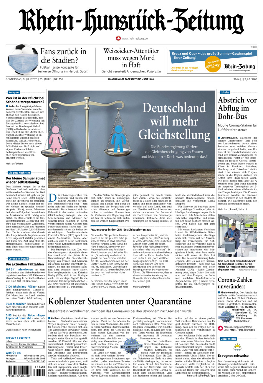 Rhein-Hunsrück-Zeitung vom Donnerstag, 09.07.2020