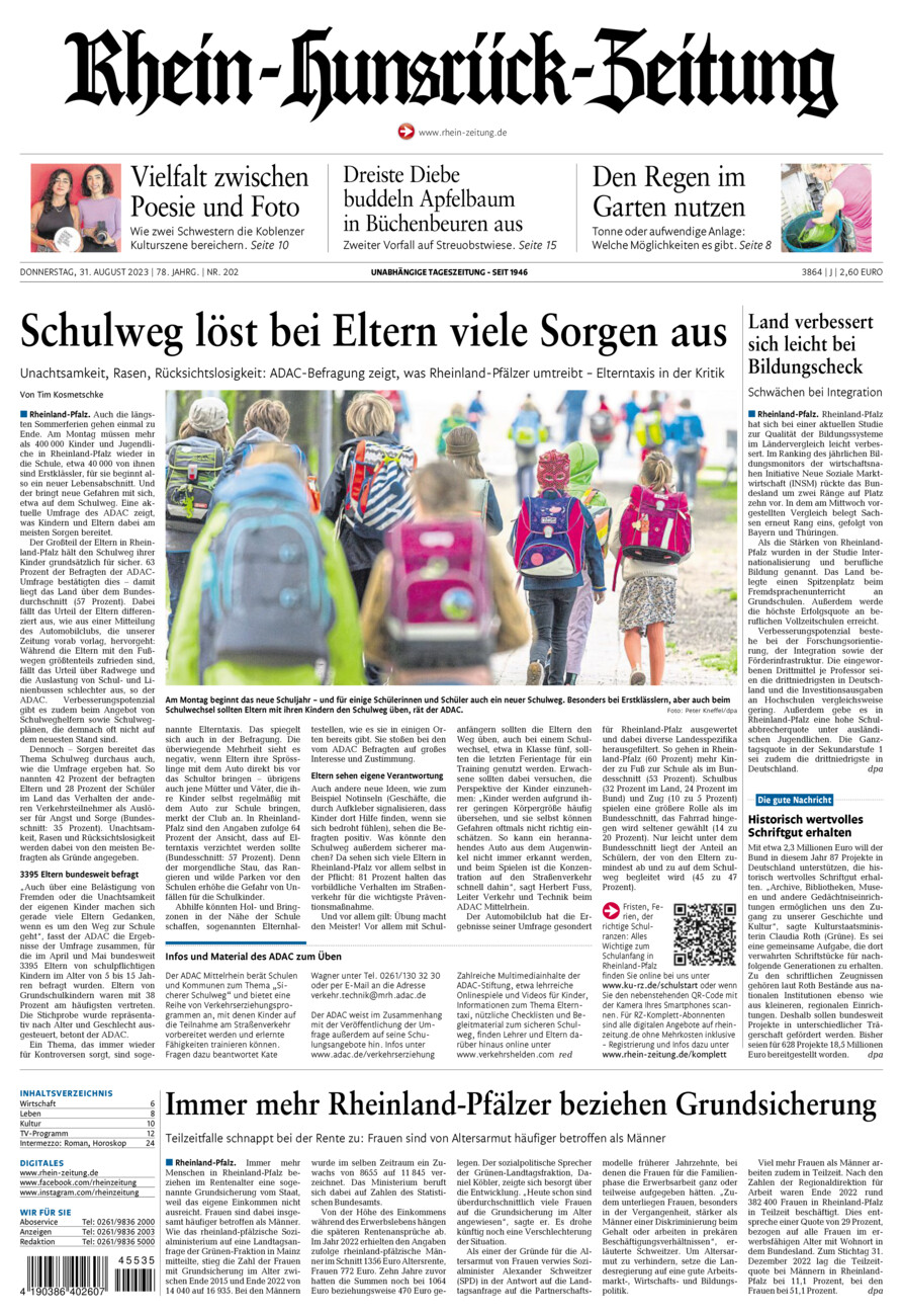 Rhein-Hunsrück-Zeitung vom Donnerstag, 31.08.2023