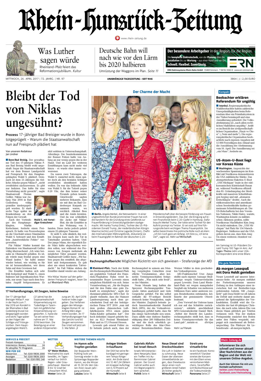 Rhein-Hunsrück-Zeitung vom Mittwoch, 26.04.2017