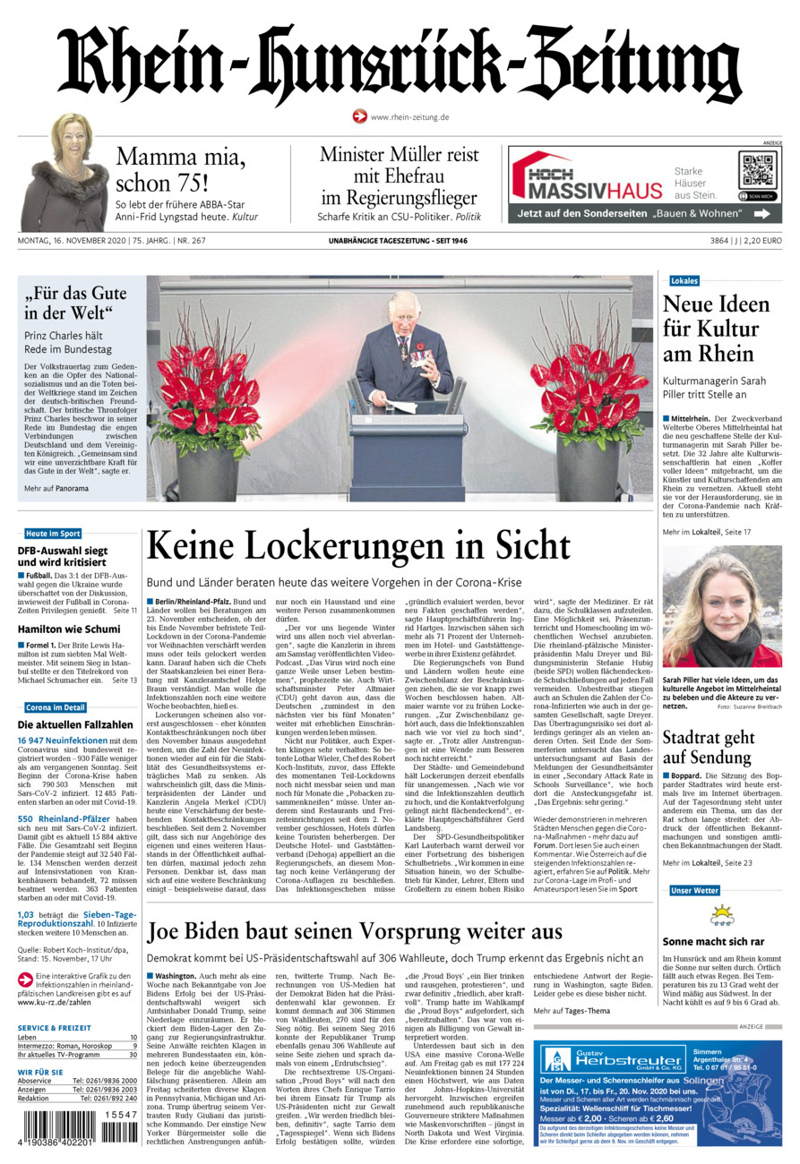 Rhein-Hunsrück-Zeitung vom Montag, 16.11.2020