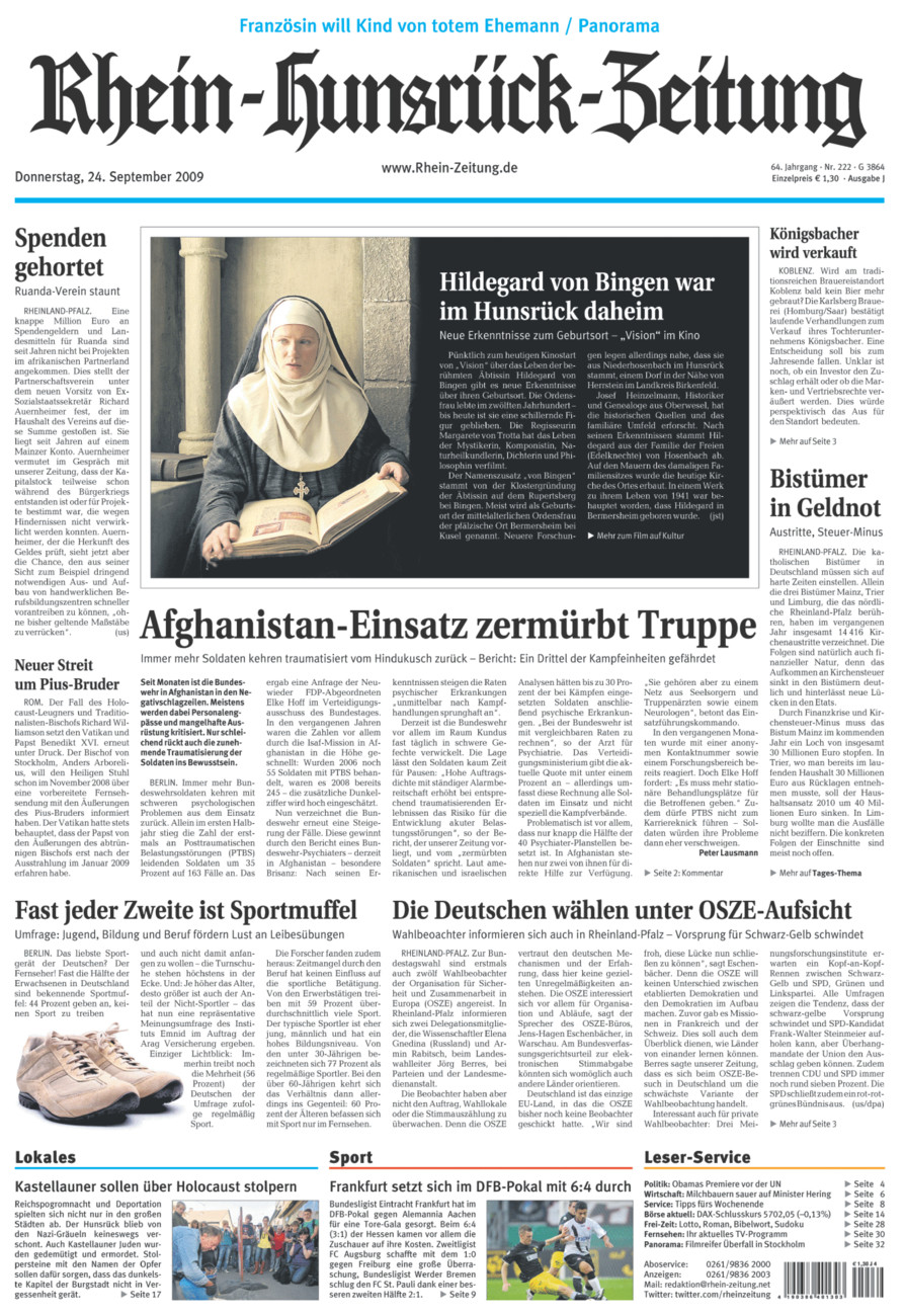 Rhein-Hunsrück-Zeitung vom Donnerstag, 24.09.2009