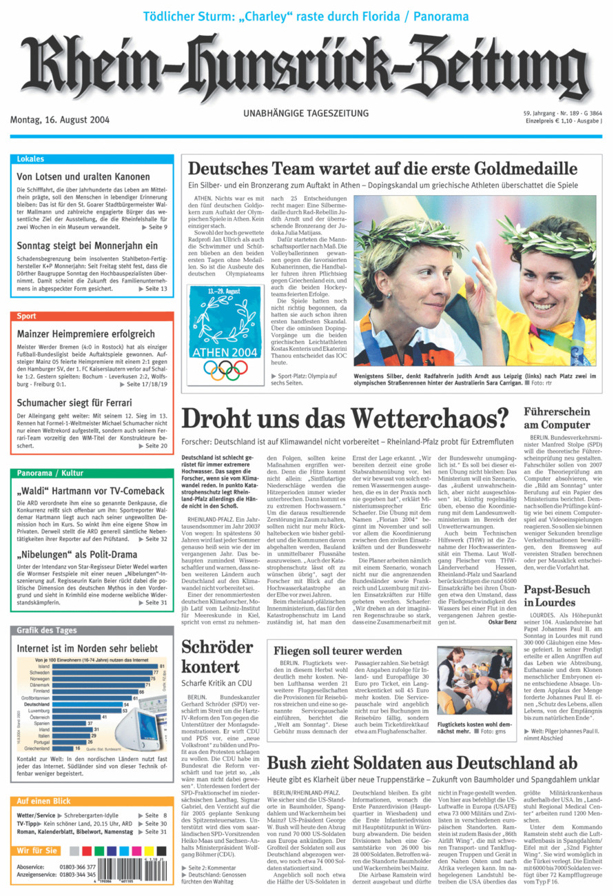 Rhein-Hunsrück-Zeitung vom Montag, 16.08.2004
