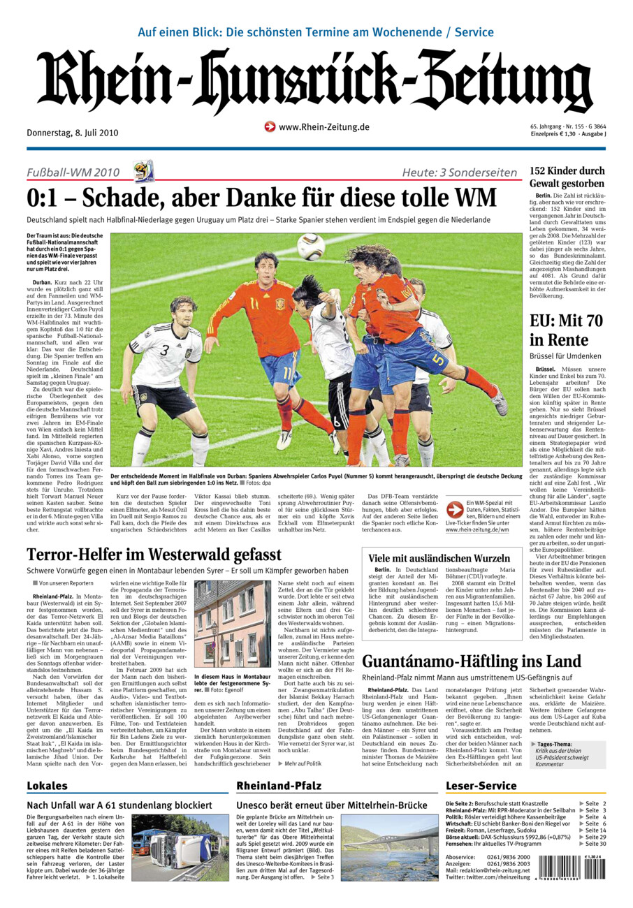 Rhein-Hunsrück-Zeitung vom Donnerstag, 08.07.2010