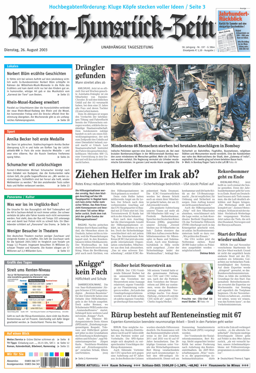 Rhein-Hunsrück-Zeitung vom Dienstag, 26.08.2003
