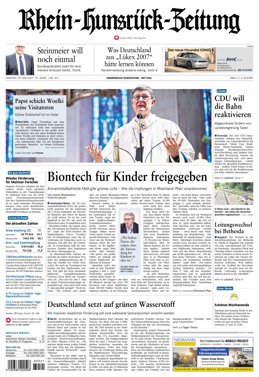 Rhein-Hunsrück-Zeitung vom Samstag, 29.05.2021
