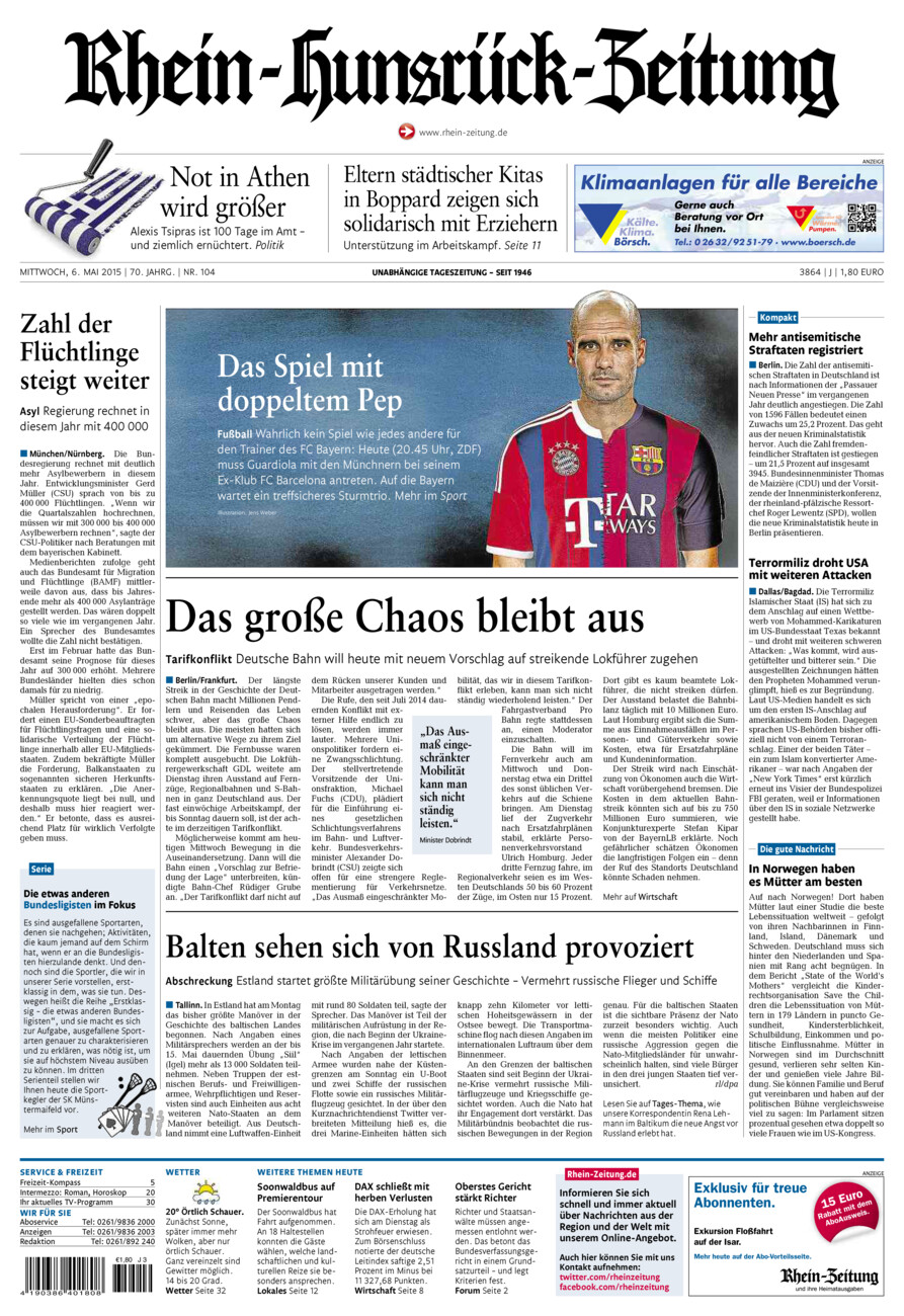 Rhein-Hunsrück-Zeitung vom Mittwoch, 06.05.2015