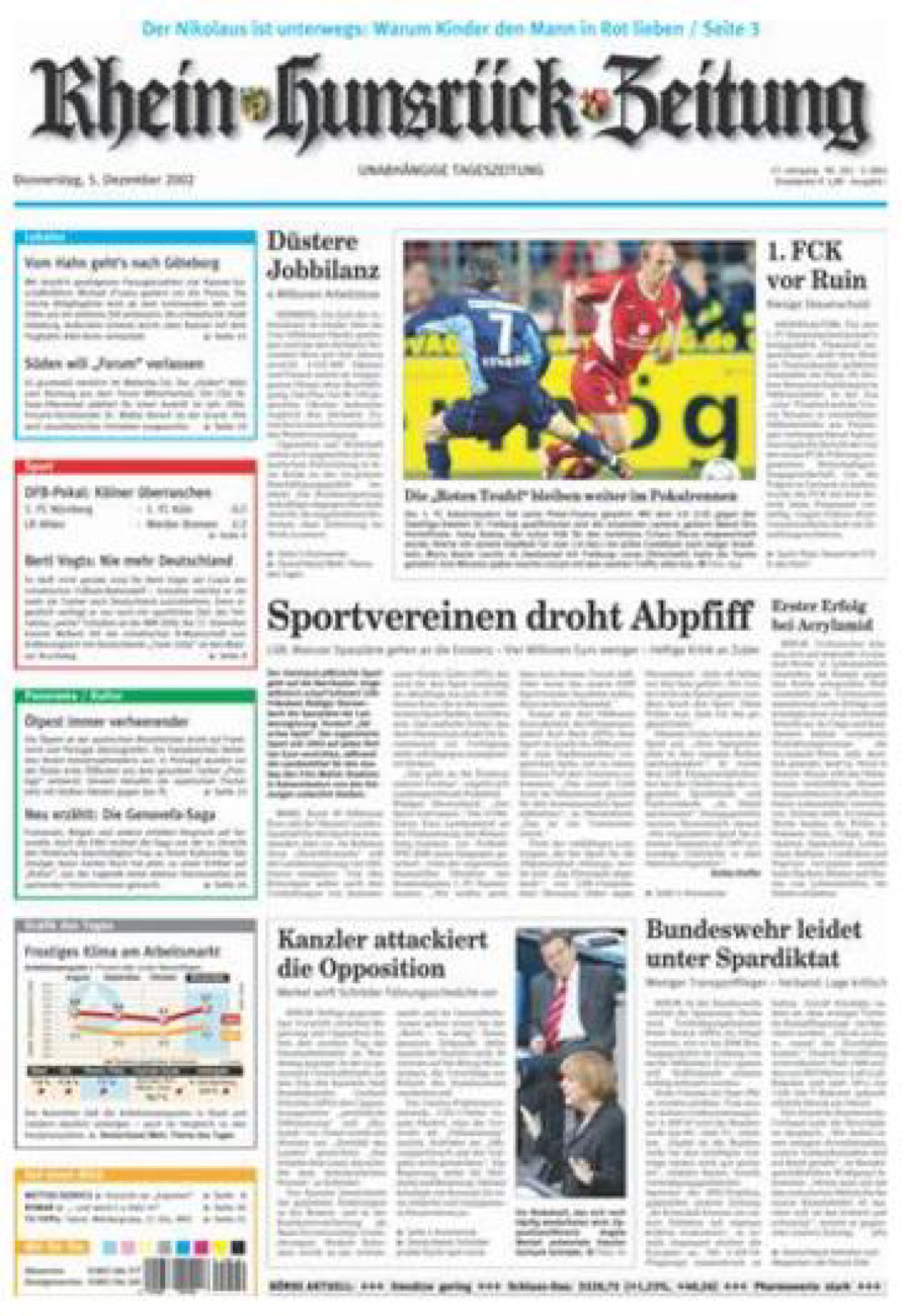Rhein-Hunsrück-Zeitung vom Donnerstag, 05.12.2002