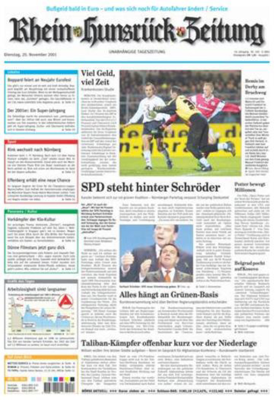 Rhein-Hunsrück-Zeitung vom Dienstag, 20.11.2001