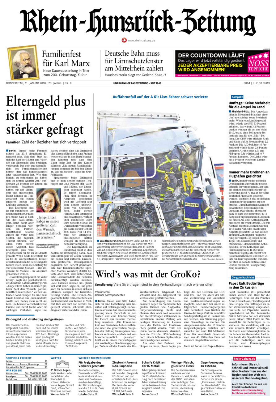 Rhein-Hunsrück-Zeitung vom Donnerstag, 11.01.2018