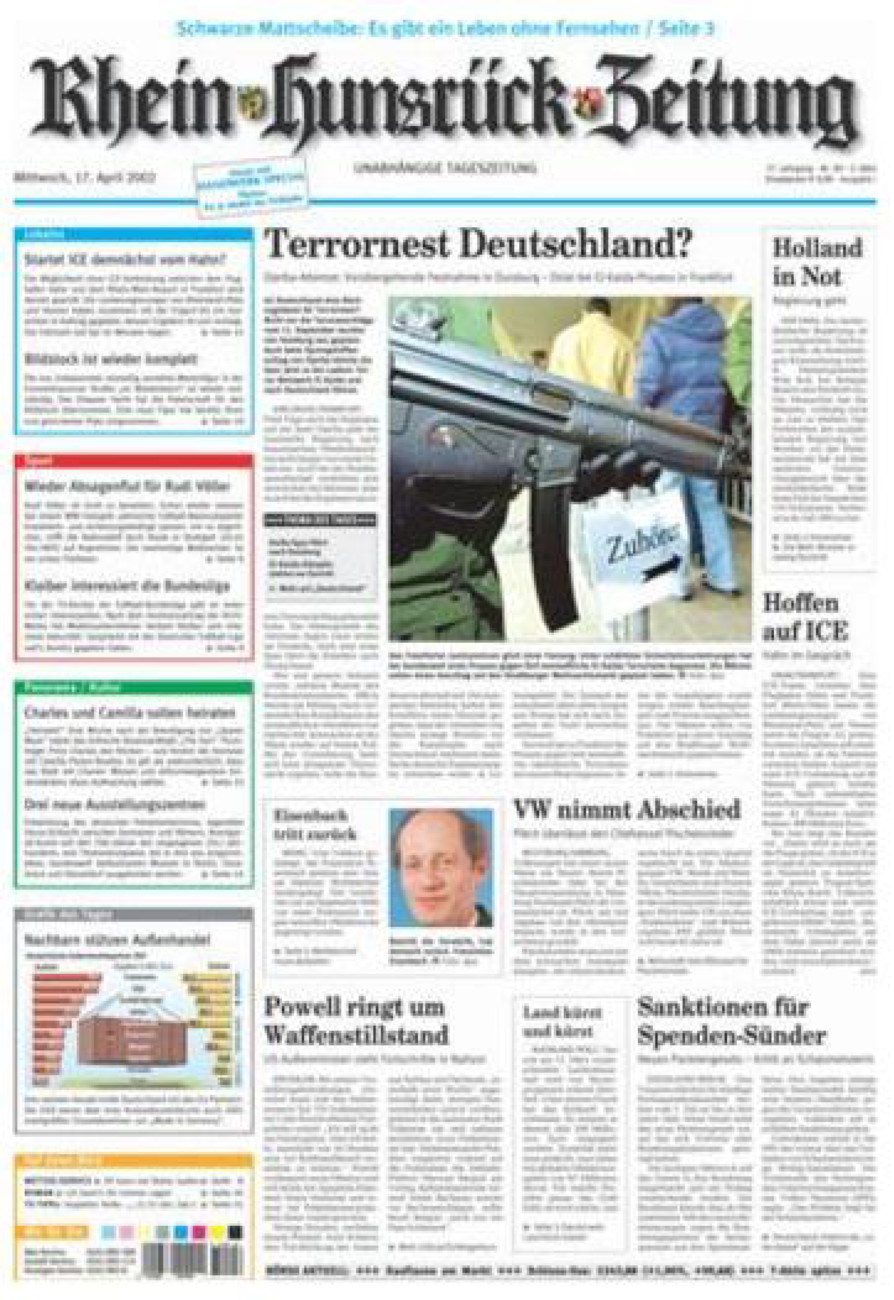 Rhein-Hunsrück-Zeitung vom Mittwoch, 17.04.2002