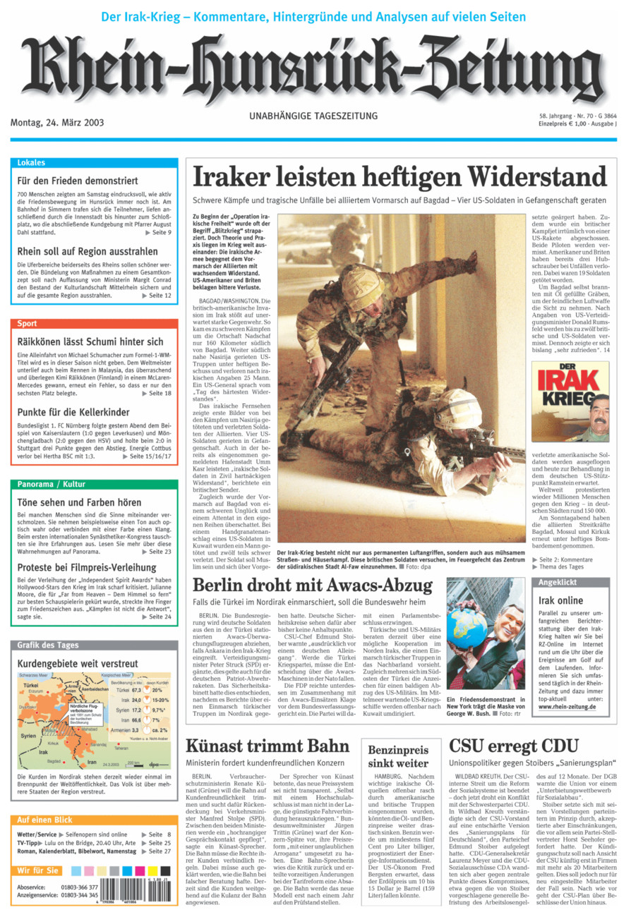 Rhein-Hunsrück-Zeitung vom Montag, 24.03.2003
