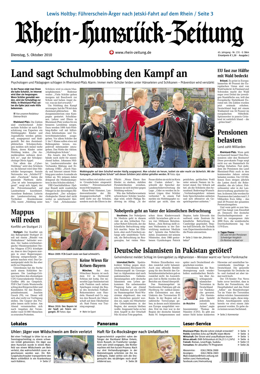 Rhein-Hunsrück-Zeitung vom Dienstag, 05.10.2010