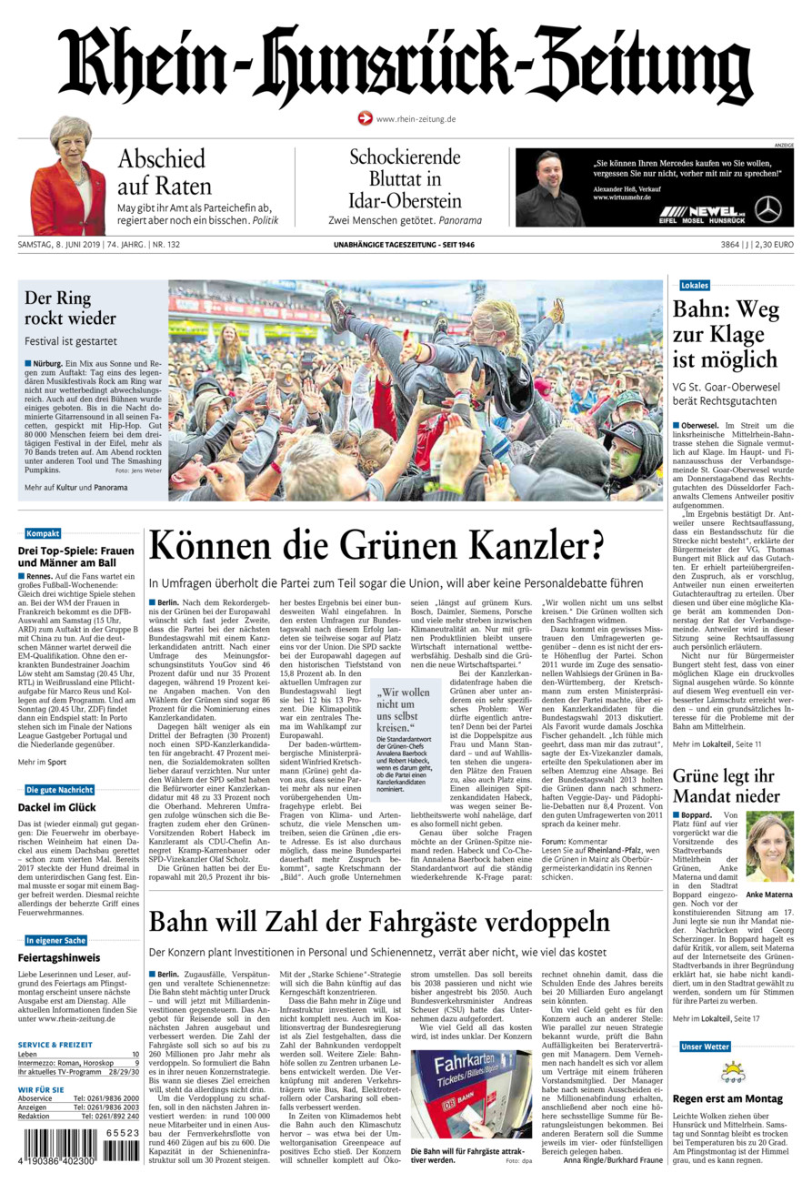 Rhein-Hunsrück-Zeitung vom Samstag, 08.06.2019
