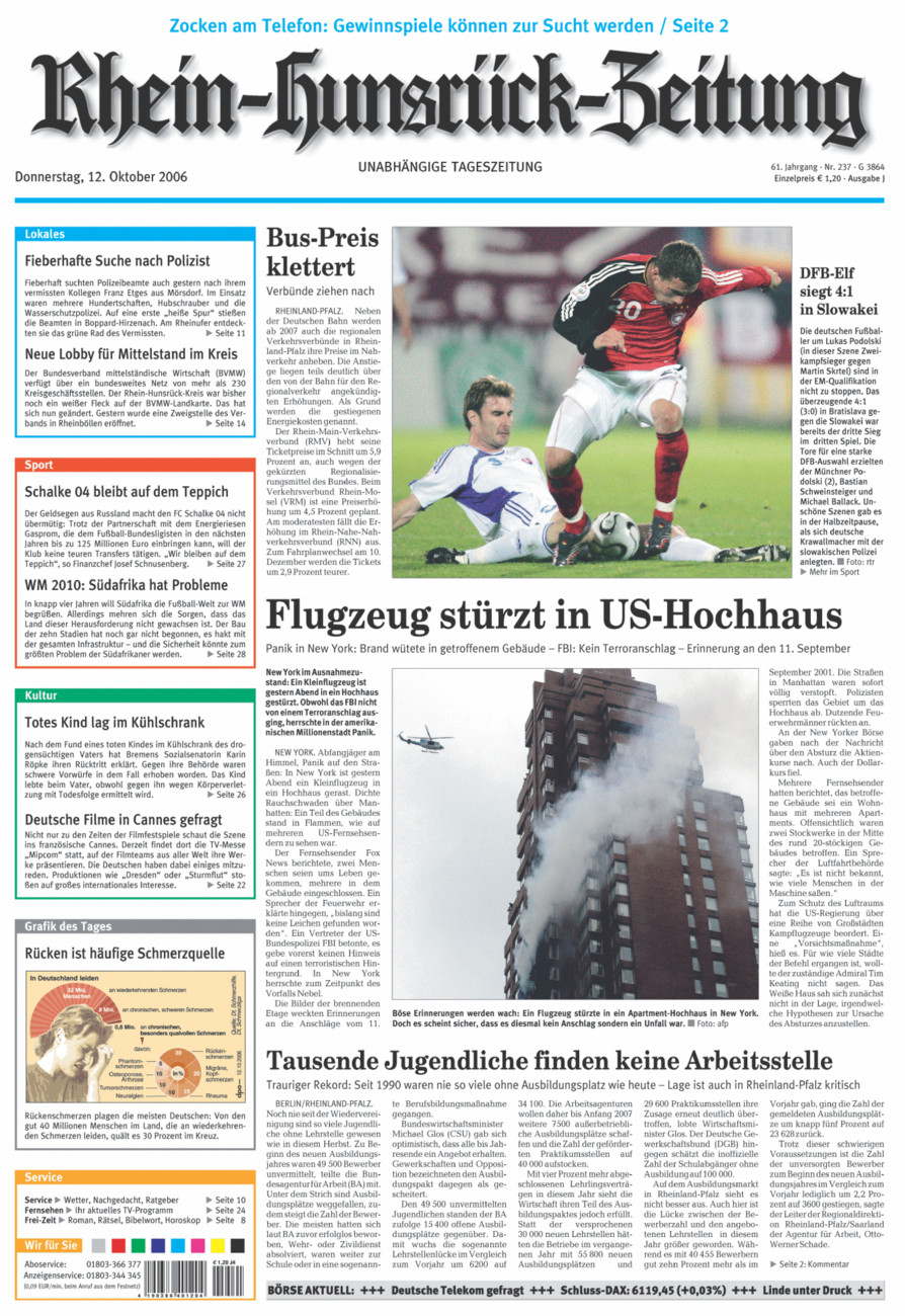 Rhein-Hunsrück-Zeitung vom Donnerstag, 12.10.2006