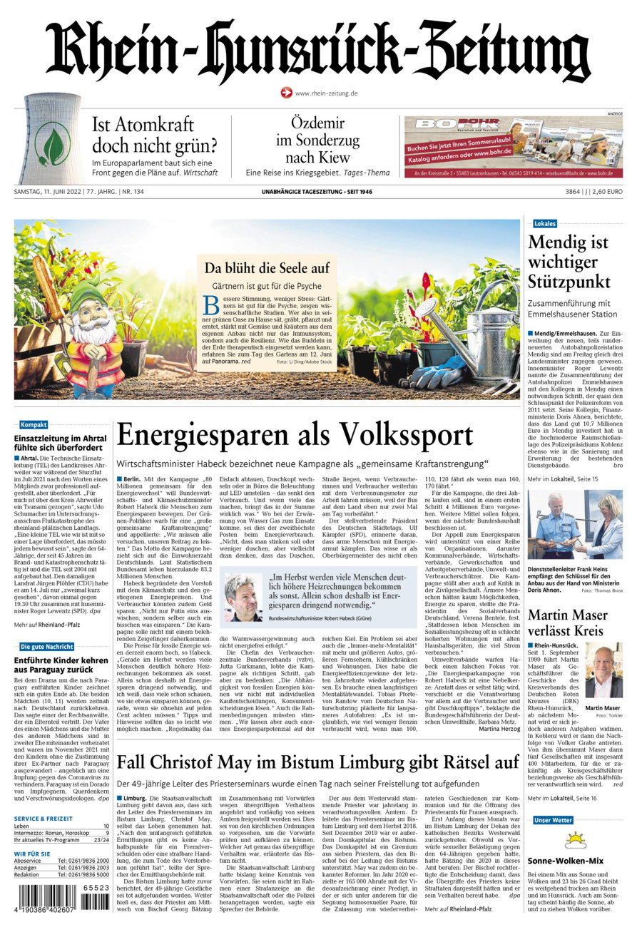 Rhein-Hunsrück-Zeitung vom Samstag, 11.06.2022
