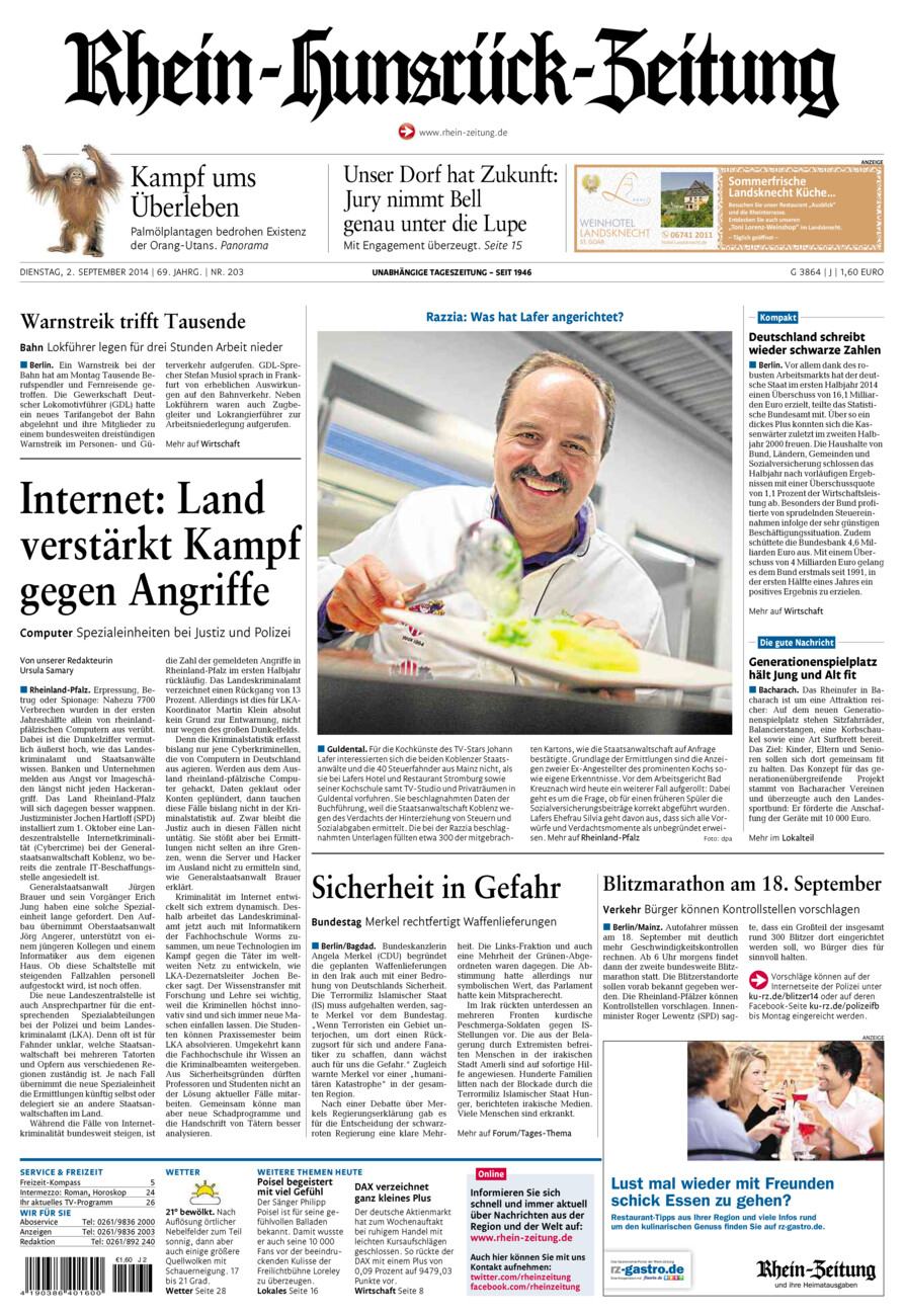 Rhein-Hunsrück-Zeitung vom Dienstag, 02.09.2014