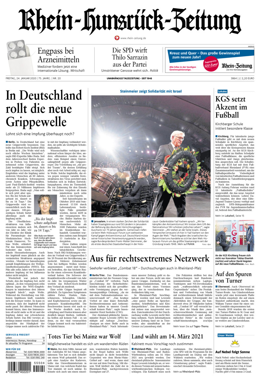 Rhein-Hunsrück-Zeitung vom Freitag, 24.01.2020