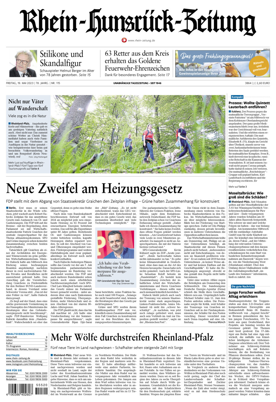 Rhein-Hunsrück-Zeitung vom Freitag, 19.05.2023