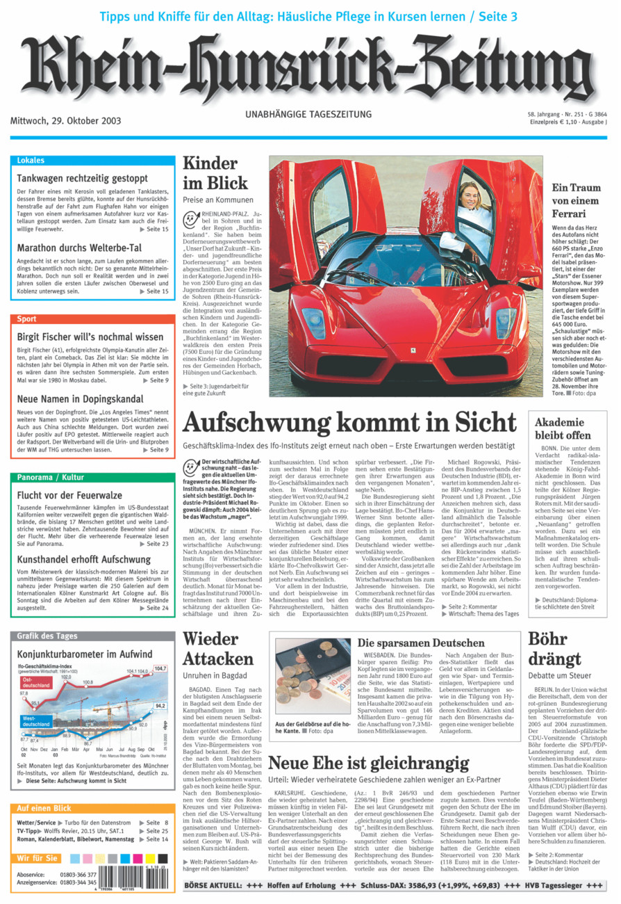 Rhein-Hunsrück-Zeitung vom Mittwoch, 29.10.2003