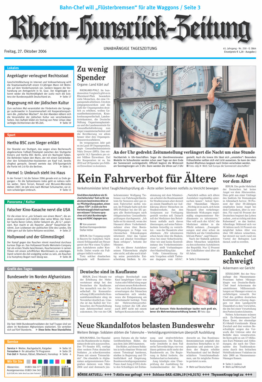 Rhein-Hunsrück-Zeitung vom Freitag, 27.10.2006