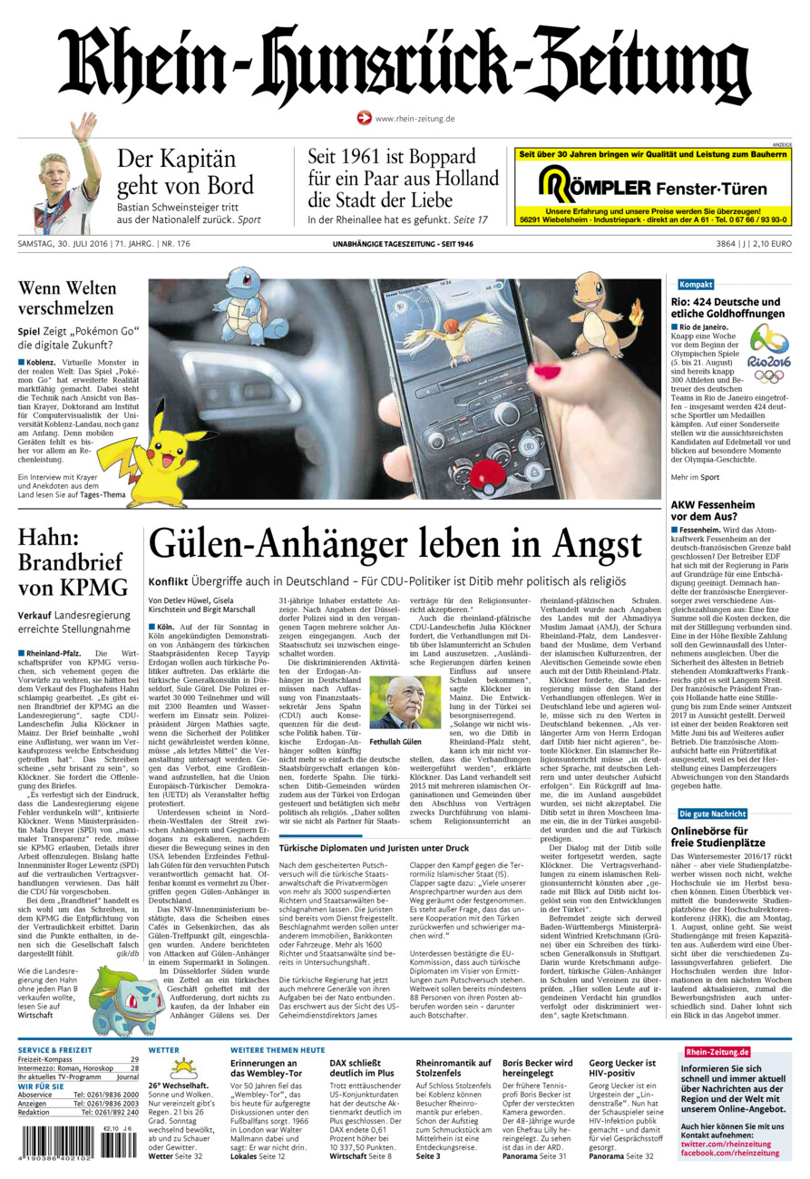 Rhein-Hunsrück-Zeitung vom Samstag, 30.07.2016