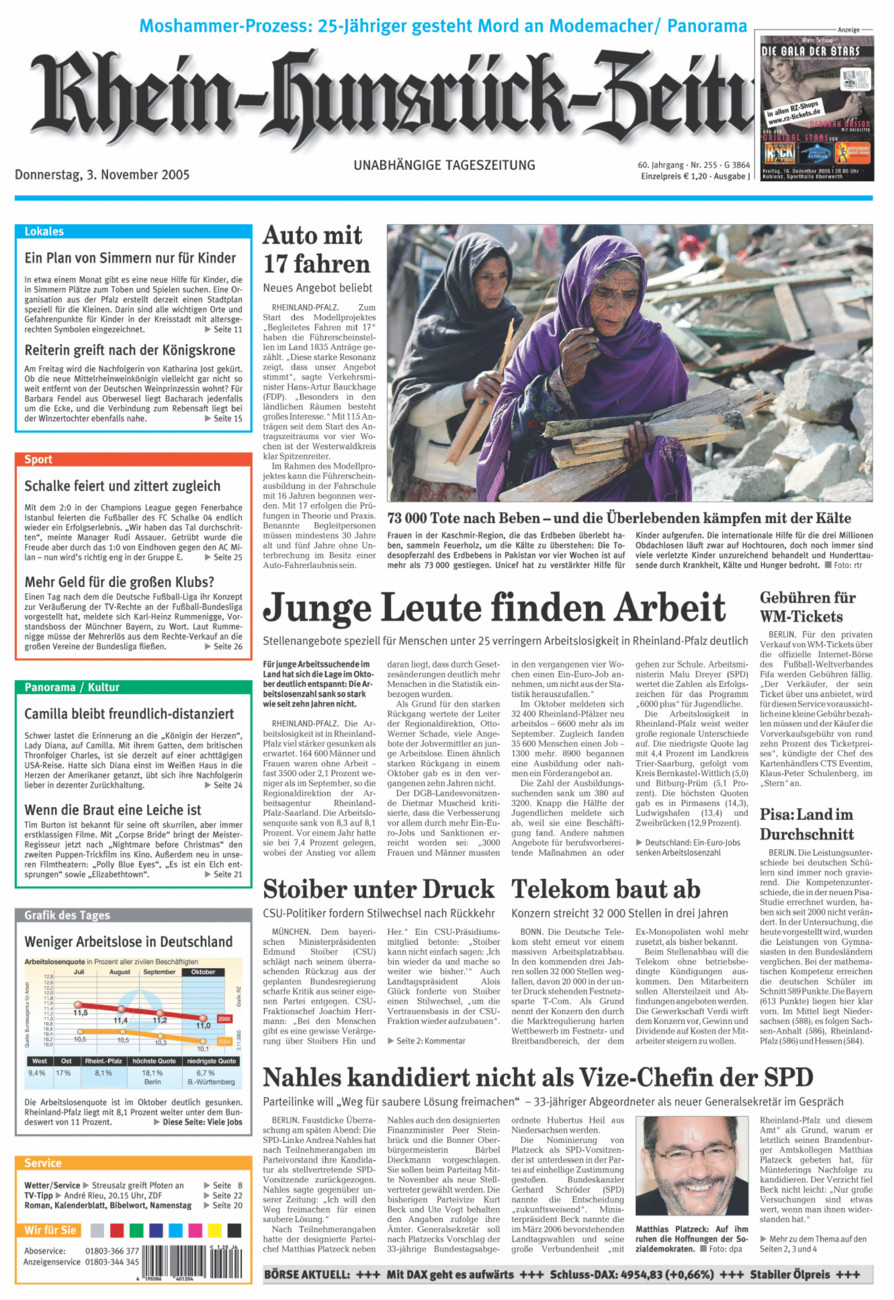 Rhein-Hunsrück-Zeitung vom Donnerstag, 03.11.2005