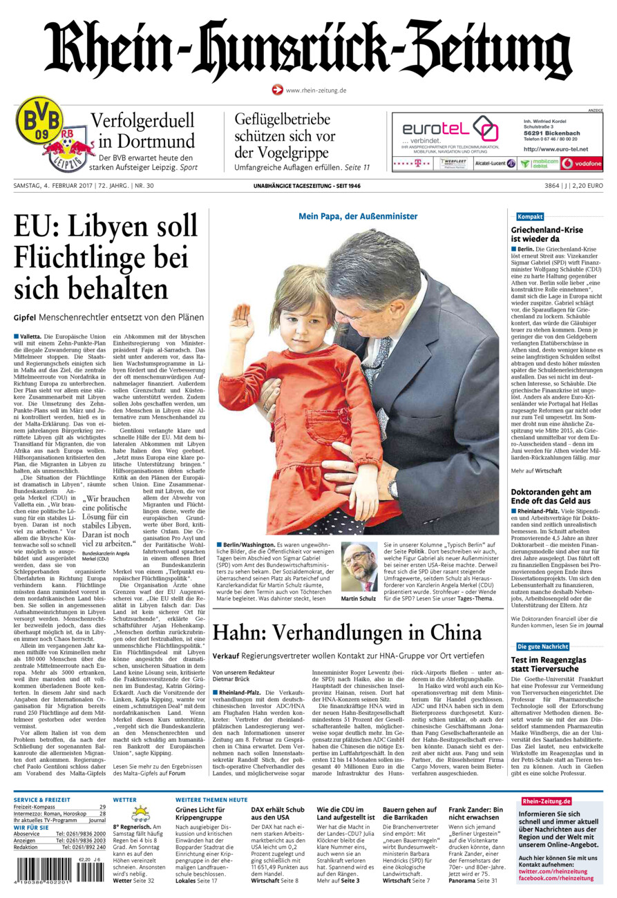 Rhein-Hunsrück-Zeitung vom Samstag, 04.02.2017