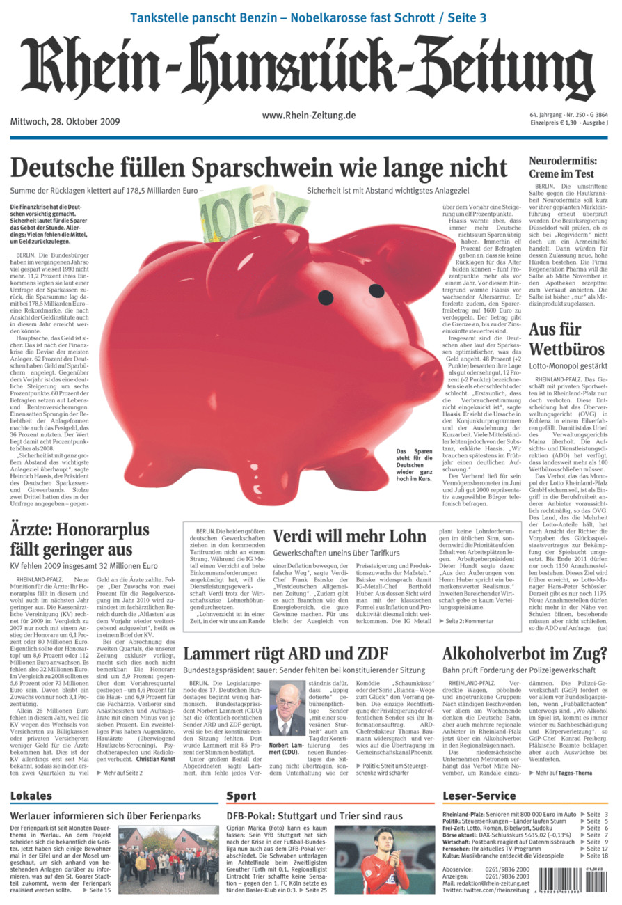 Rhein-Hunsrück-Zeitung vom Mittwoch, 28.10.2009