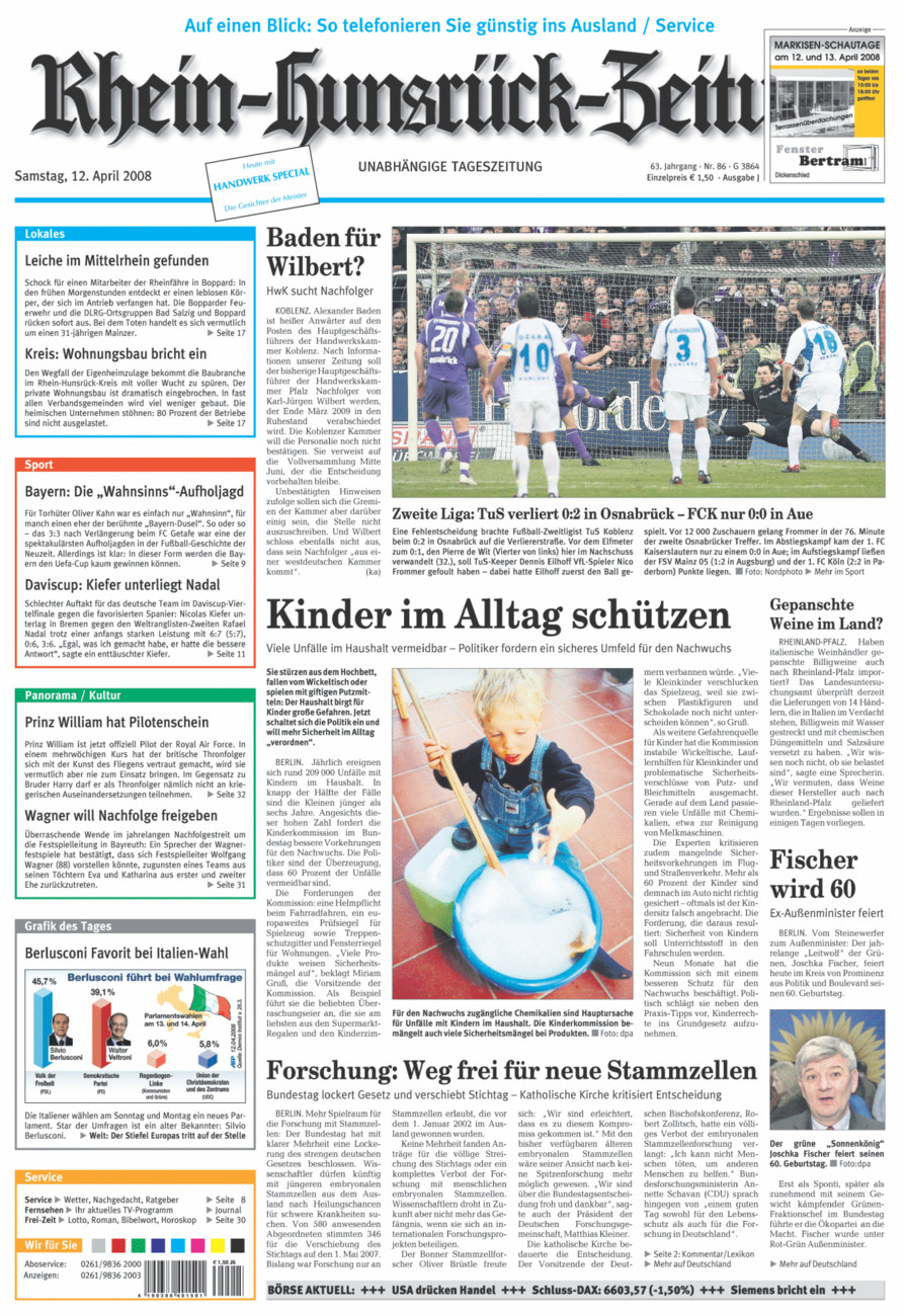 Rhein-Hunsrück-Zeitung vom Samstag, 12.04.2008