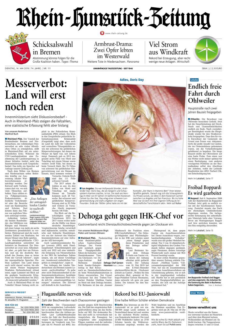 Rhein-Hunsrück-Zeitung vom Dienstag, 14.05.2019