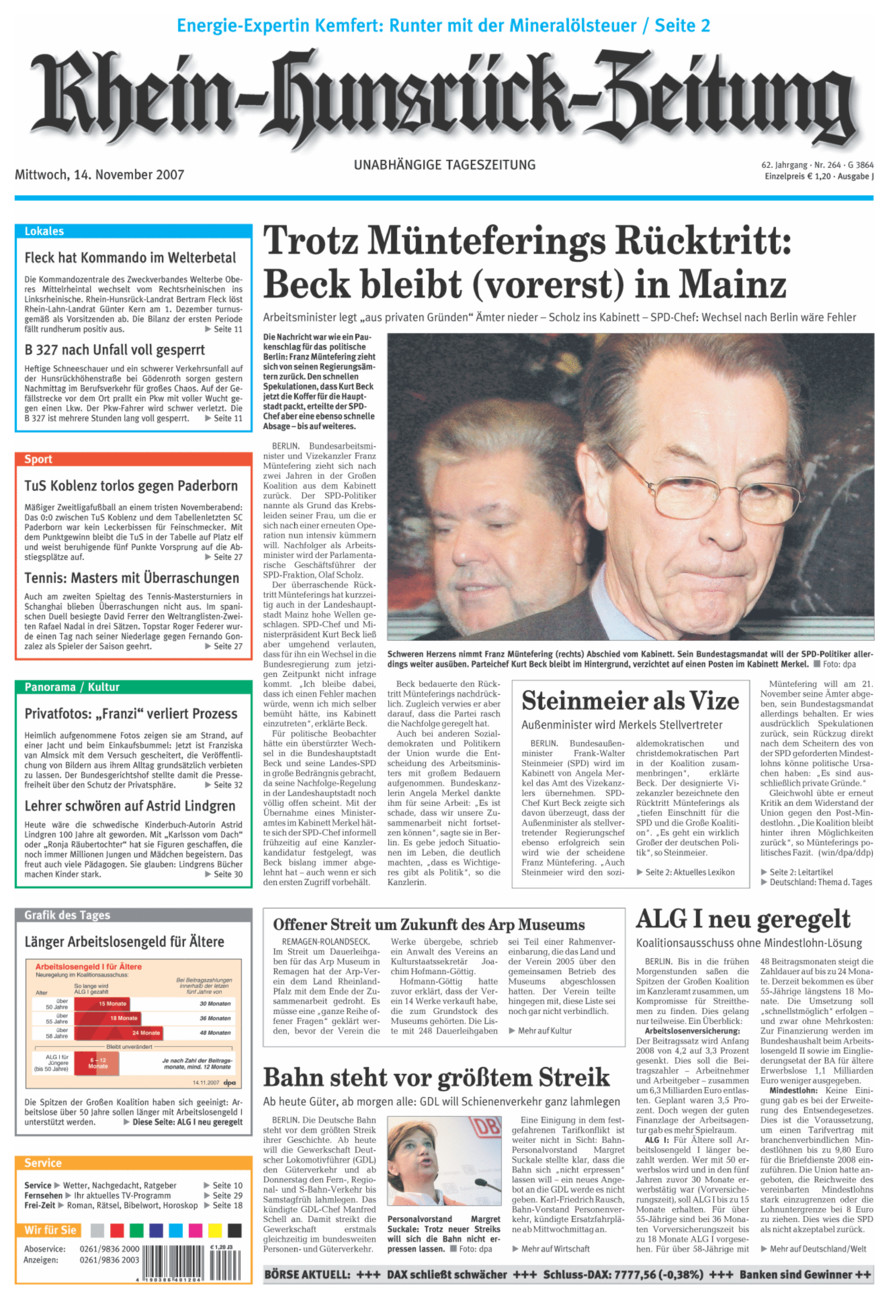 Rhein-Hunsrück-Zeitung vom Mittwoch, 14.11.2007