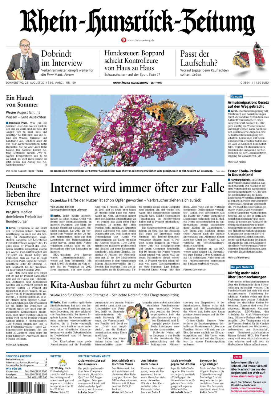 Rhein-Hunsrück-Zeitung vom Donnerstag, 28.08.2014