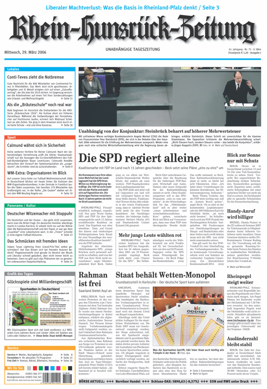 Rhein-Hunsrück-Zeitung vom Mittwoch, 29.03.2006